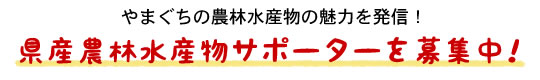やまぐちの農林水産物の魅力を発信! 県産農林水産物サポーター募集!